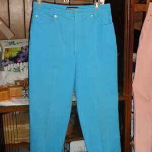 RARE!GORGEOUS GREEN/TURQUOISE CAMBRIO STRETCH 5 POCKET JEANS,SZ 10-EXCELLENT!